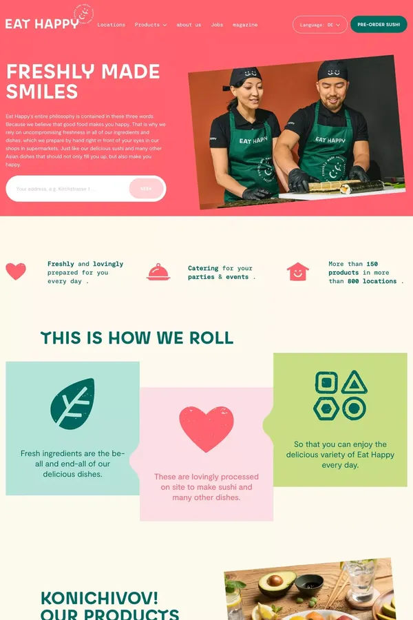 Sushi & Asiatische Spezialitäten frisch von EatHappy - Sushibar - Landing design inspiration