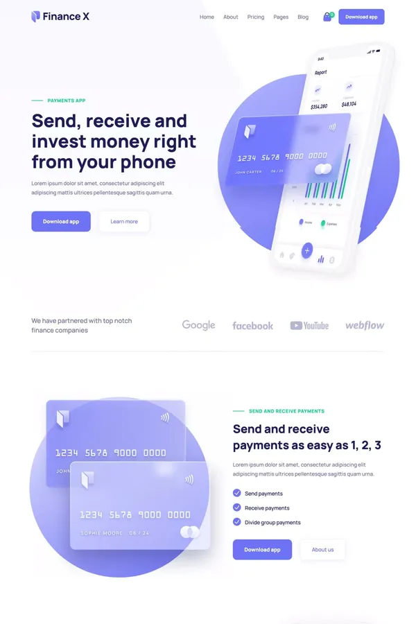 Finance X - Finance Webflow Template - Template design inspiration