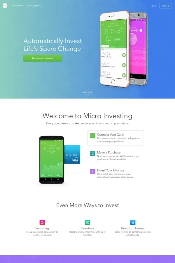 Acorns - Landing design inspiration