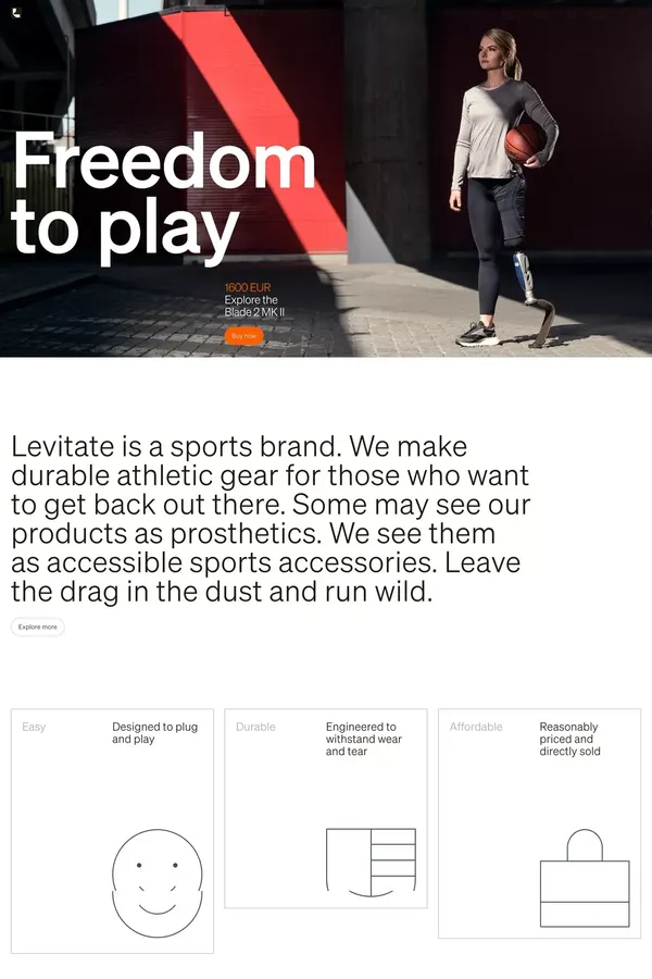 Levitate - Buy Running Blades - Landing design inspiration