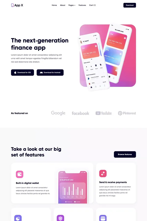 App X - App Webflow Template - Template design inspiration