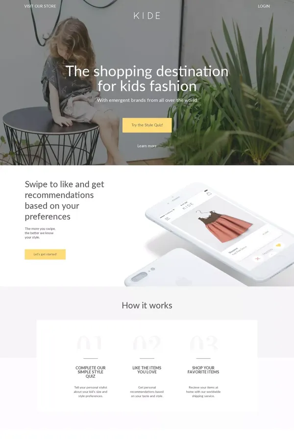 Kide - Discover the Best Quality Fashion for Kids from 0-14 years - Landing design inspiration
