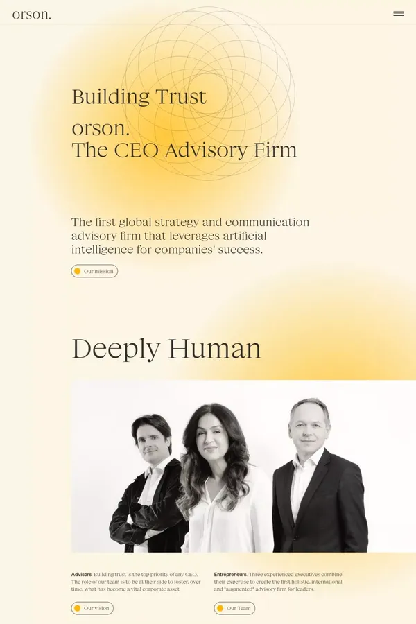 orson. The CEO Advisory Firm - Landing design inspiration