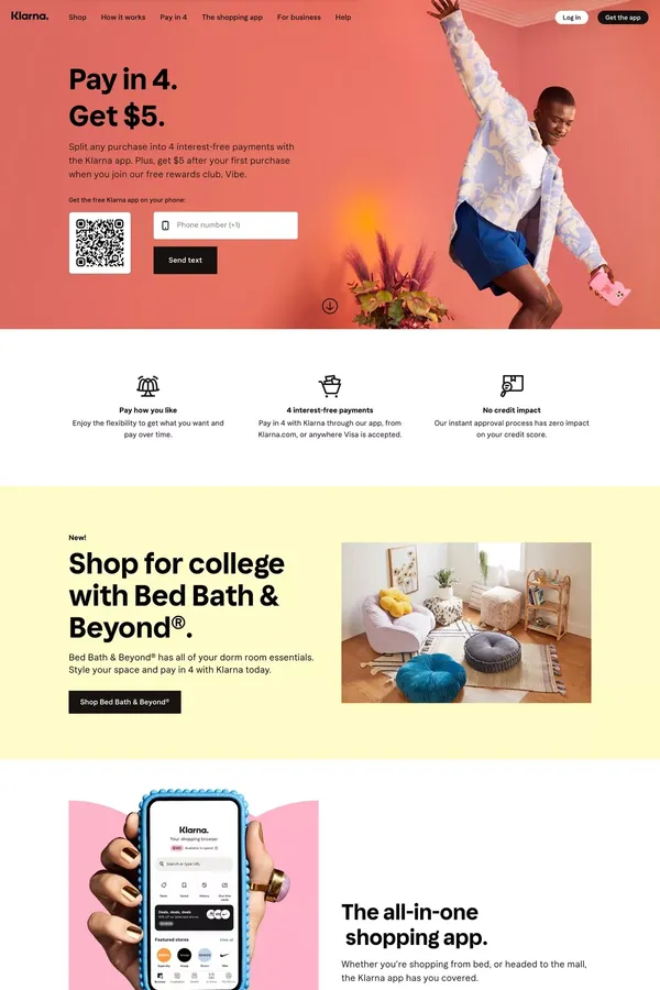 The shortcut to shopping | Klarna US - Landing design inspiration