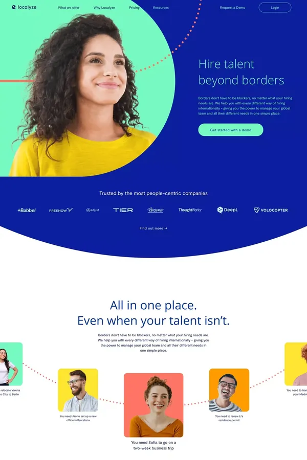 Localyze - Global mobility platform for companies and employees - Landing design inspiration