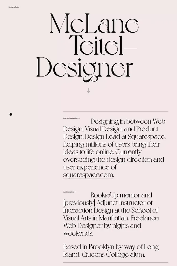 McLane Teitel - Portfolio design inspiration