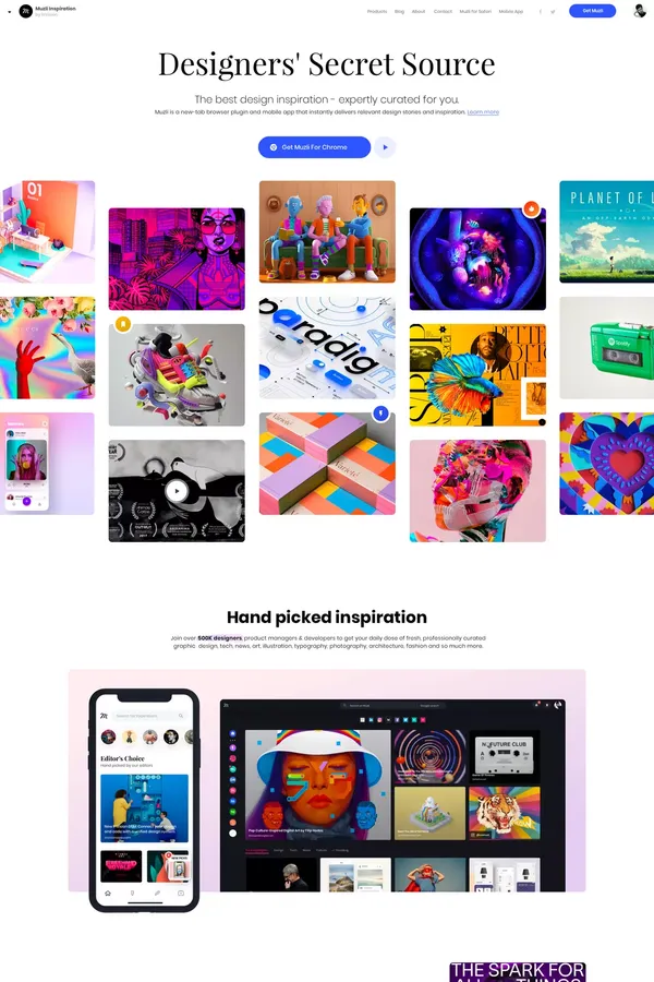 Muzli Design Inspiration - Landing design inspiration