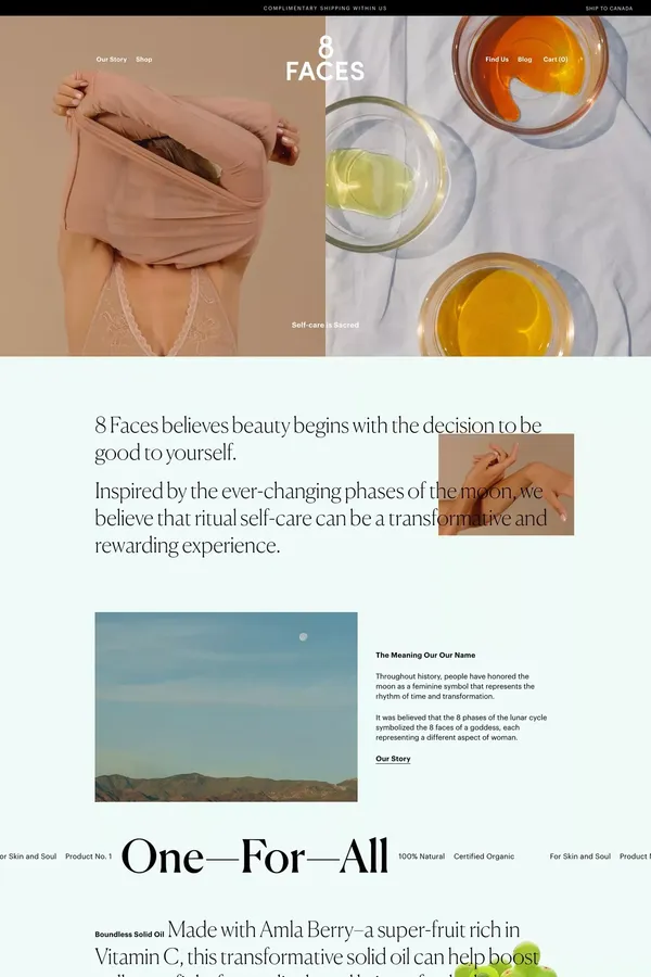 8 Faces Beauty | For Skin & Soul | Natural and Organic Skincare - Ecommerce design inspiration
