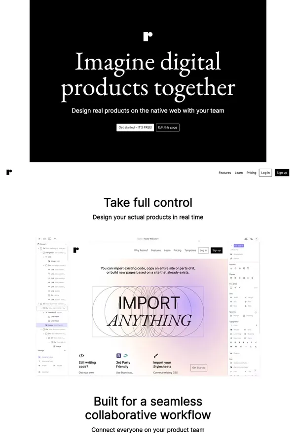 Relate - The open platform to create for the web - Landing design inspiration
