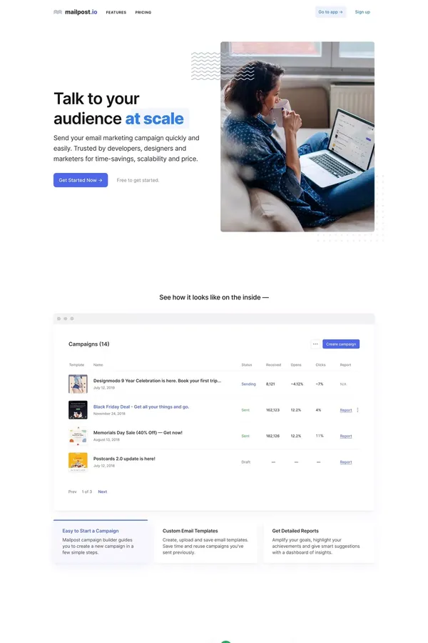 Email Marketing Software - Mailpost - Landing design inspiration