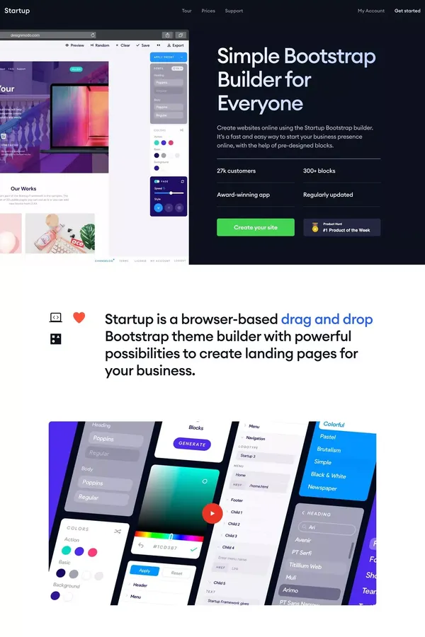 Free Bootstrap Builder for Templates & Themes - Startup - Landing design inspiration