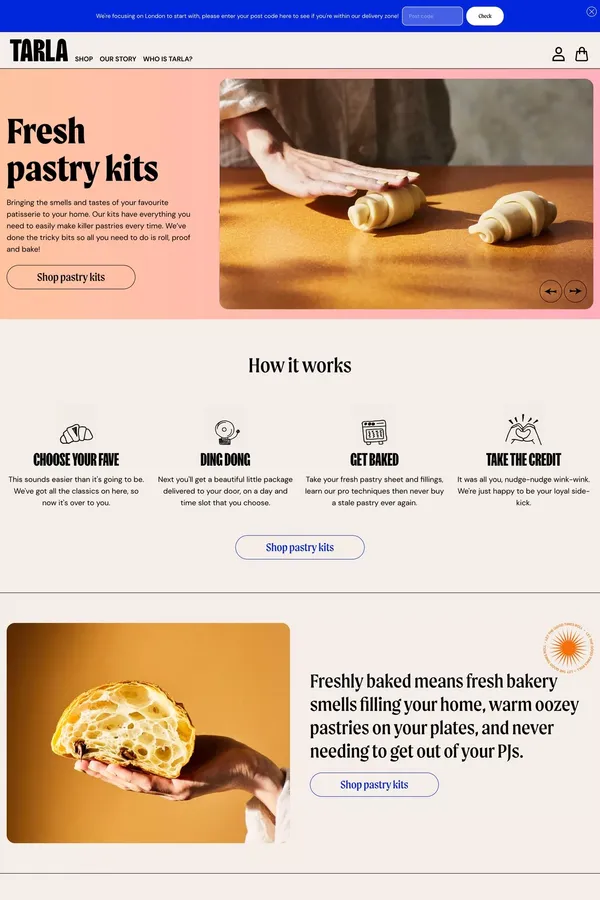 Tarla Bakes - Fresh Pastry Kits - Ecommerce design inspiration
