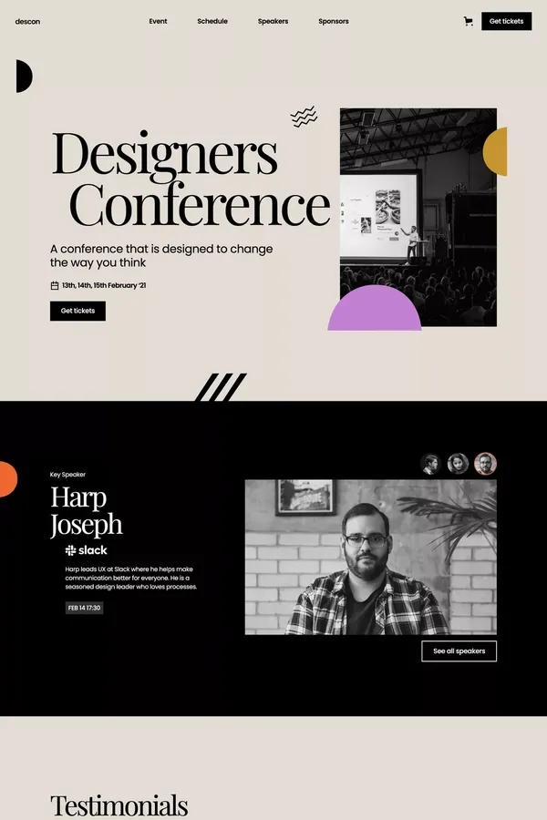 Descon - Conference Webflow Template - Template design inspiration