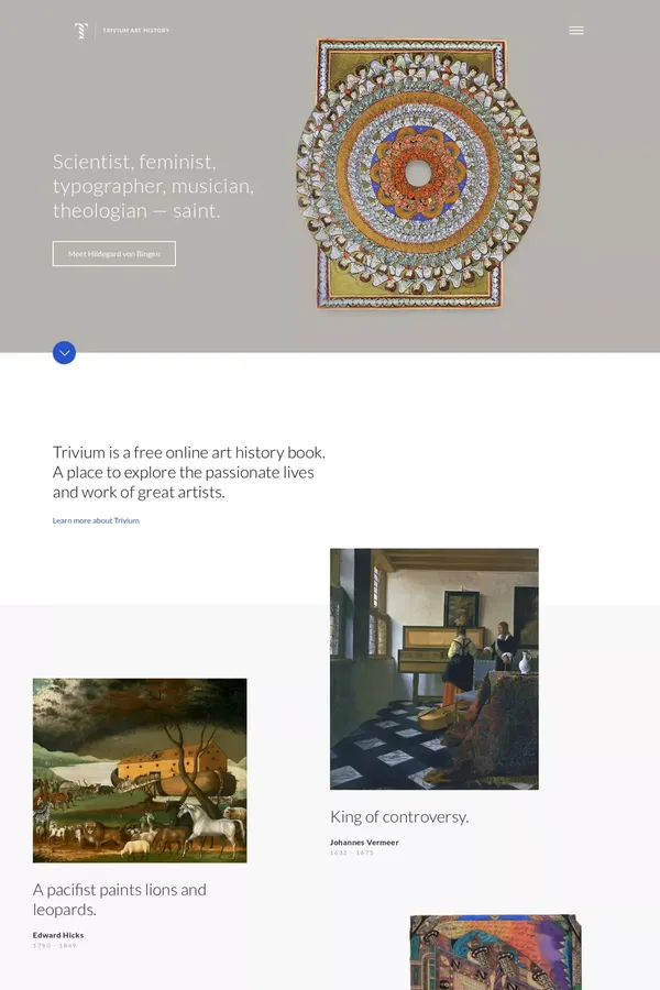 Trivium Art History - Blog design inspiration
