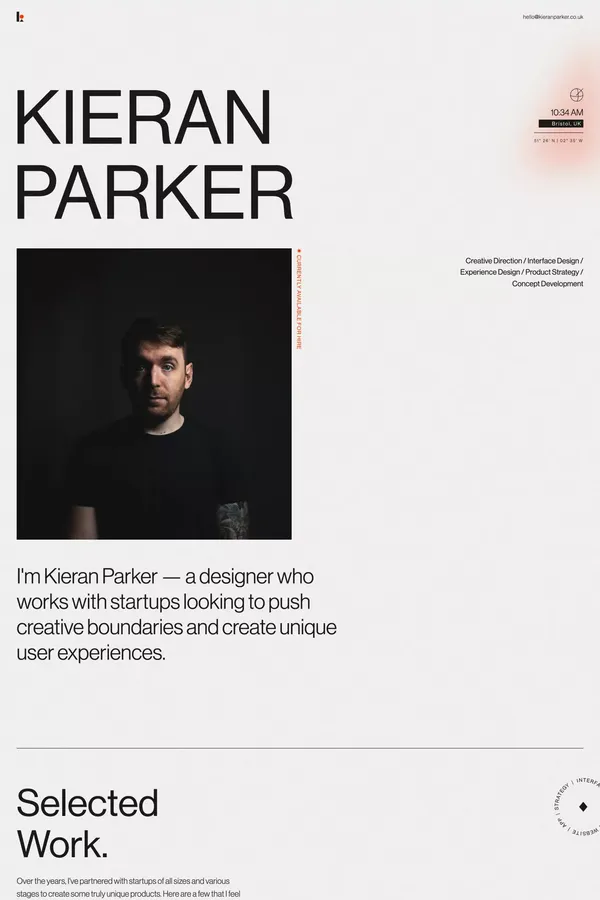 Kieran Parker - Designer - Portfolio design inspiration