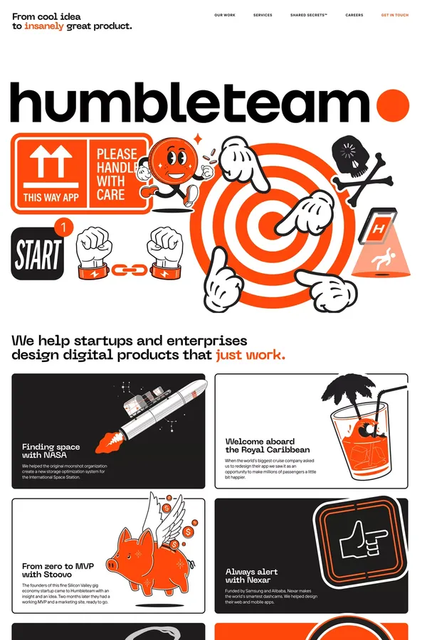 Humbleteam is a digital product design agency, award-winning but humble - Portfolio design inspiration