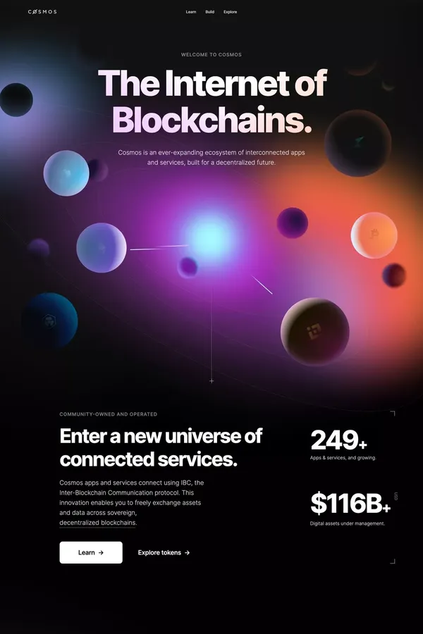 Cosmos: The Internet of Blockchains - Landing design inspiration
