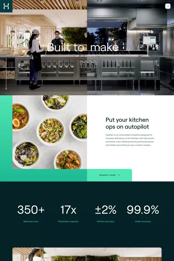 Put your kitchen operations on autopilot - use Hyphen - Landing design inspiration