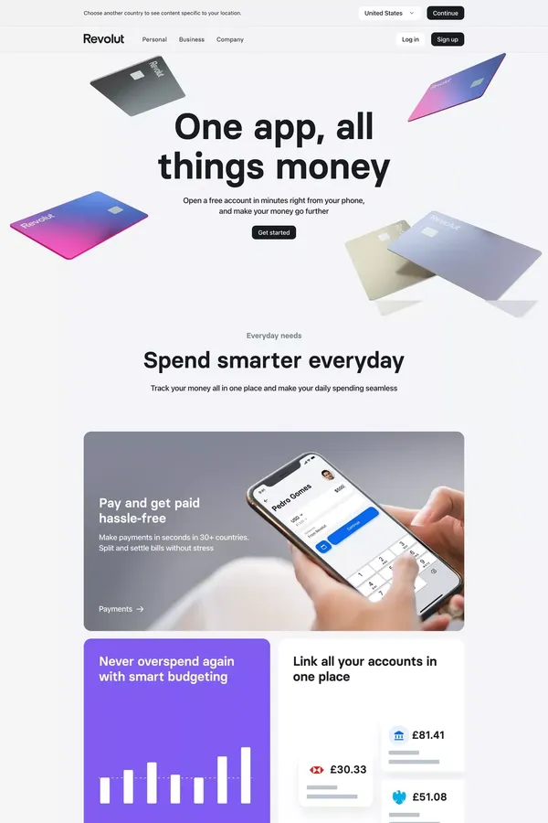 A better way to handle your money | Revolut FR - Landing design inspiration