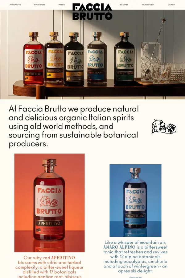 Faccia Brutto Spirits - Landing design inspiration