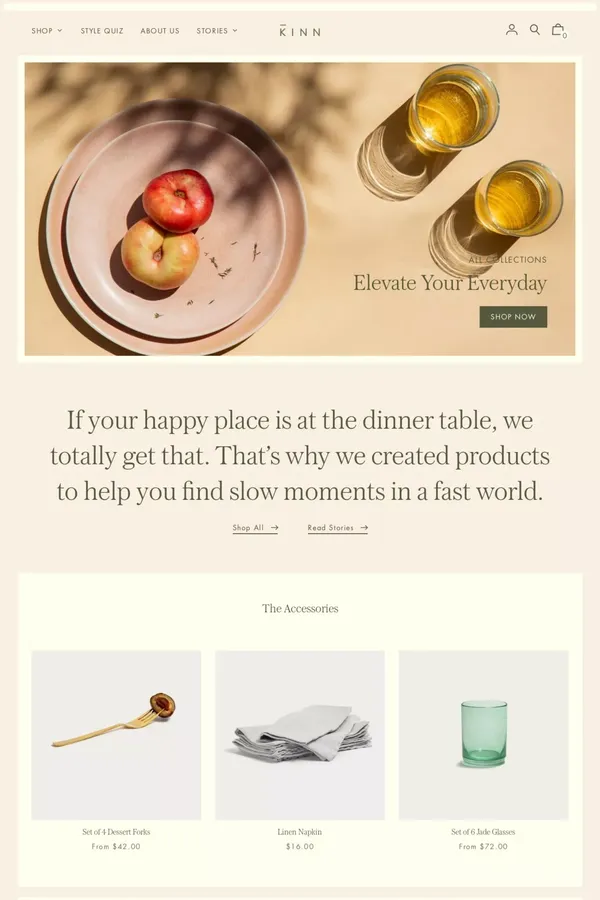 Kinn Home | Thoughtfully Designed Tableware For Meaningful Moments - Ecommerce design inspiration