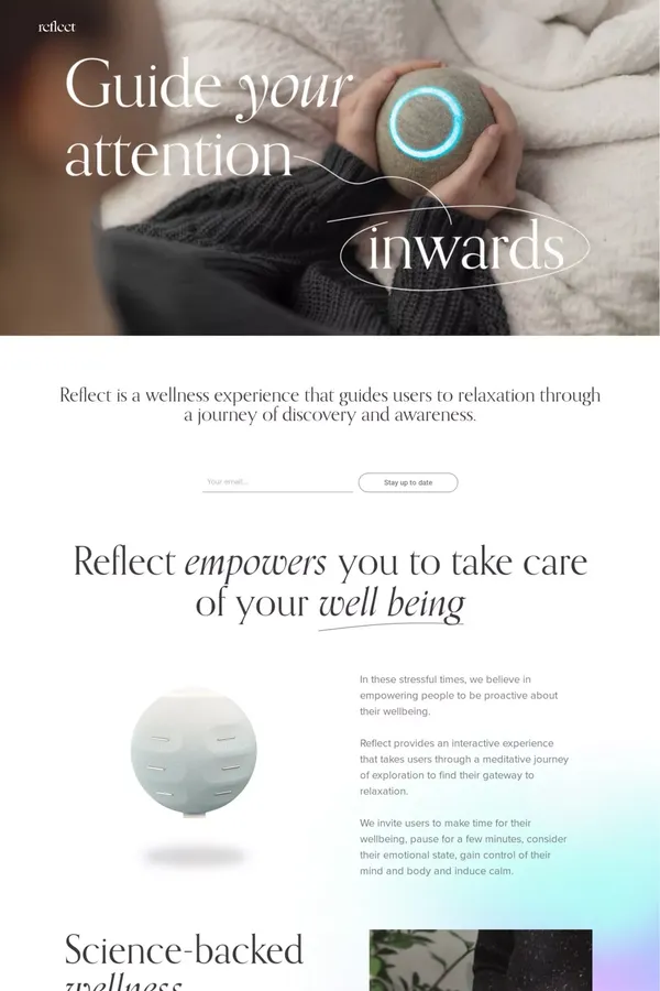 homepage - Reflect - Guide your Attention Inwards - Landing design inspiration