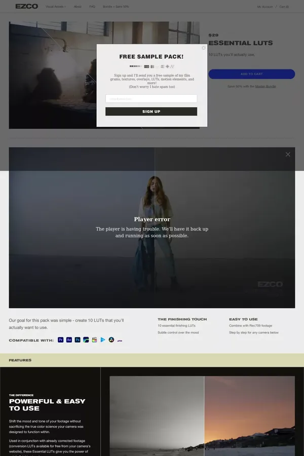 Essential LUTs – EZCO.tv - website design inspiration