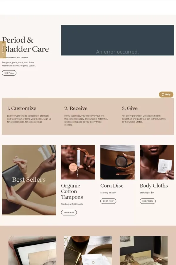 	Period Care | Bladder Care | Body Care - Cora 	 - website design inspiration