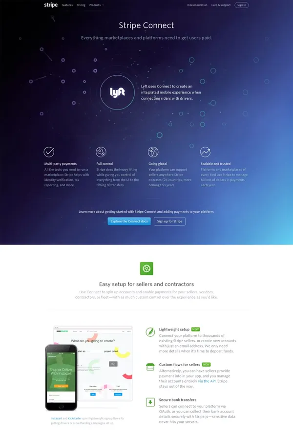 Stripe Connect - Landing design inspiration