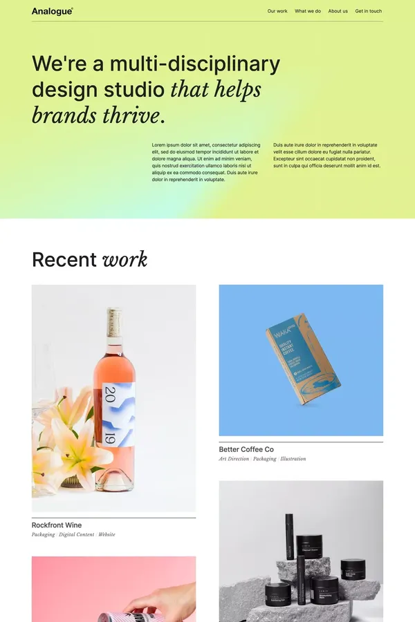 Analogue - Agency Webflow Template - Template design inspiration