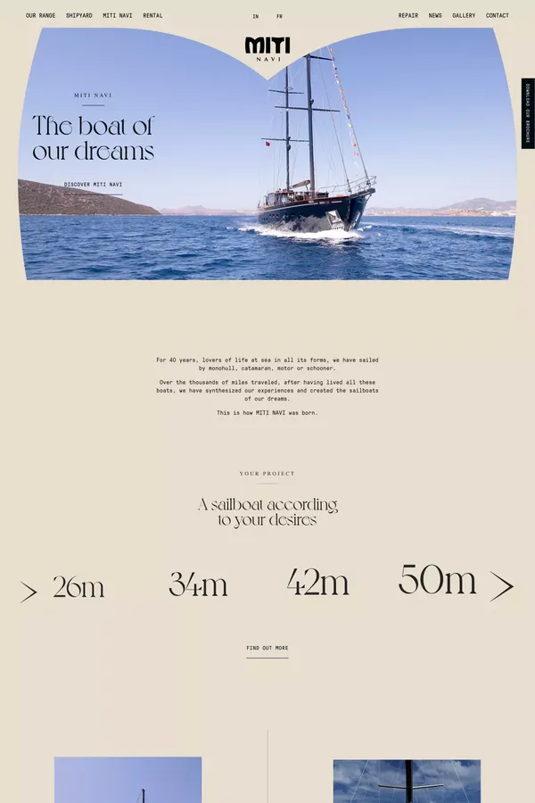 Les voiliers de nos rêves • Miti Navi - Landing design inspiration