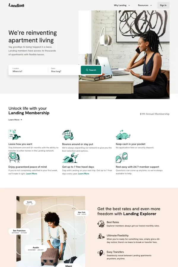 Flexible Furnished Apartments for Rent | Landing - Landing design inspiration