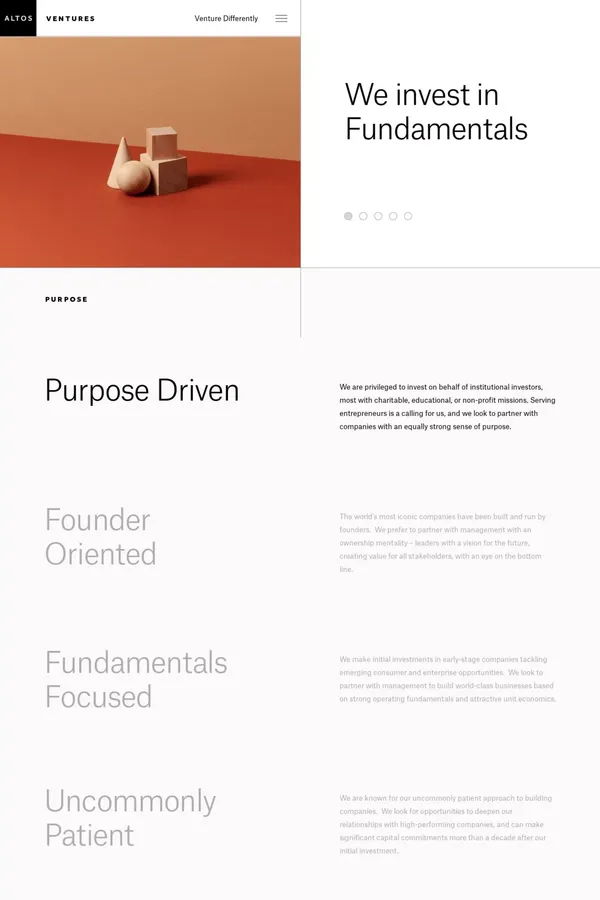 Altos Ventures - Portfolio design inspiration
