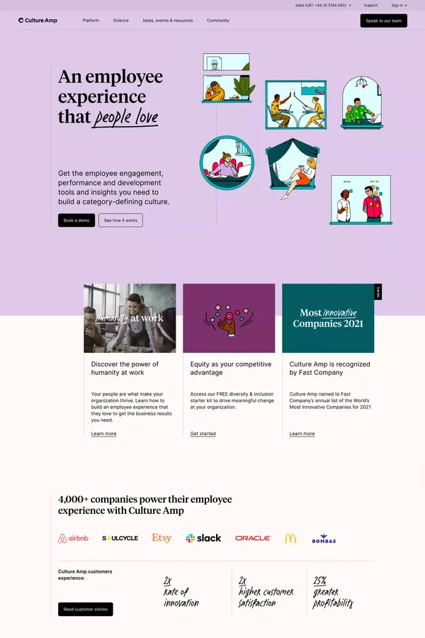 The market-leading employee experience platform | Culture Amp - Landing design inspiration