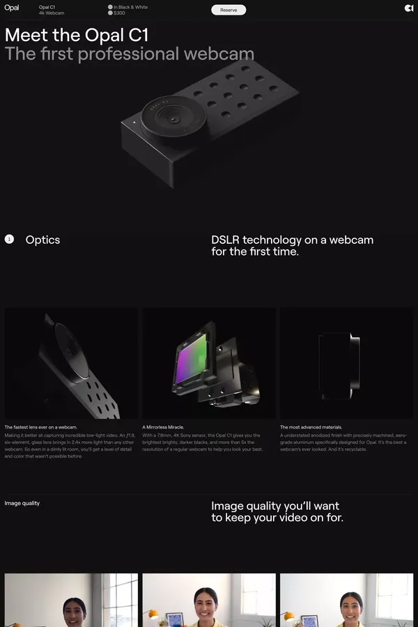 Opal Camera - Landing design inspiration