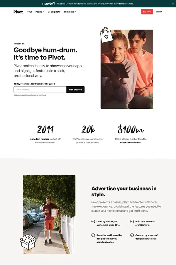 Pivot - UI Kit Webflow Template - Template design inspiration