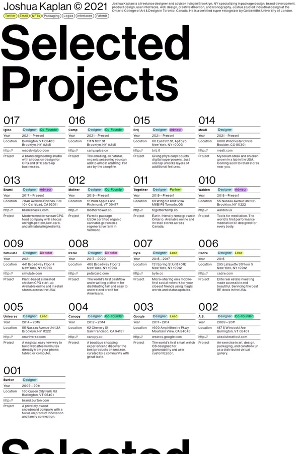 Joshua Kaplan © 2021 - Portfolio design inspiration
