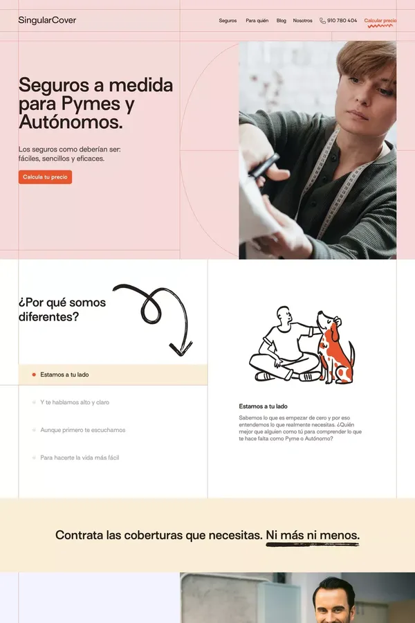 SingularCover | Seguros para PYMES y Autónomos - Landing design inspiration