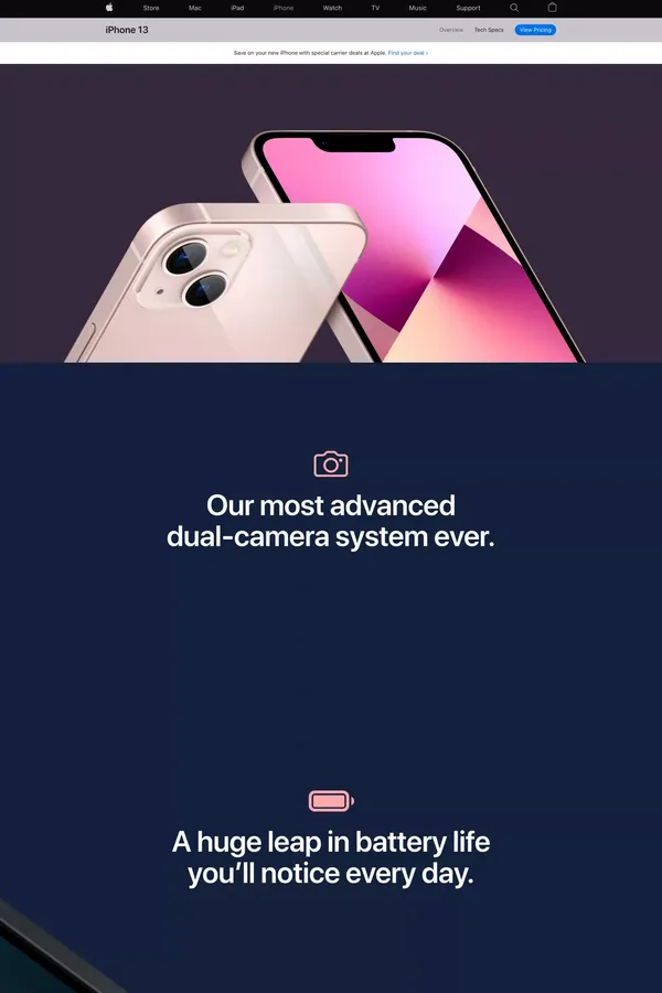 iPhone 13 and iPhone 13 mini - Apple - Landing design inspiration