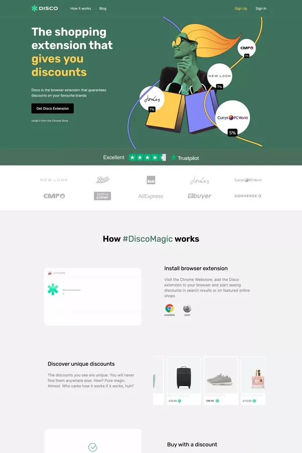 Disco | The Instant Discount Generator - Landing design inspiration
