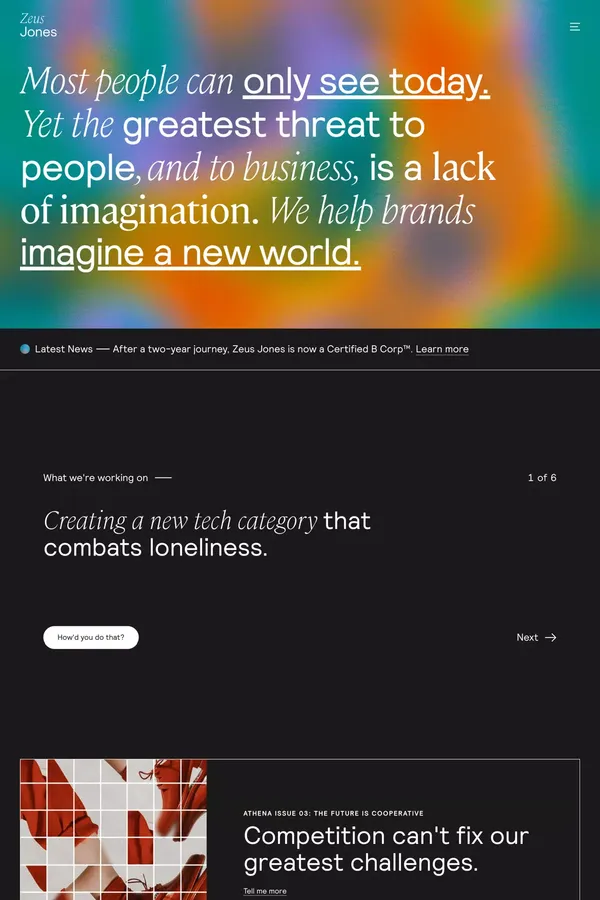 Zeus Jones | Brand, Culture & Experience - Portfolio design inspiration