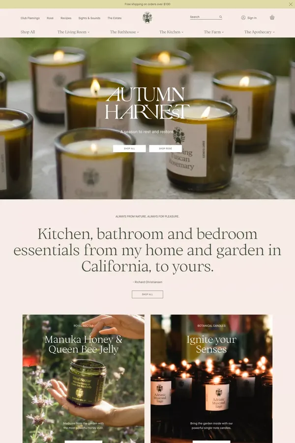 Flamingo Estate - Ecommerce design inspiration