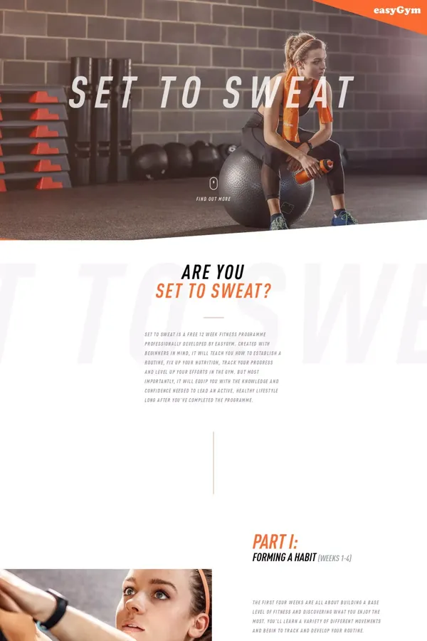 Set to Sweat - Free 12 Week Fitness Programme - easyGym - Landing design inspiration
