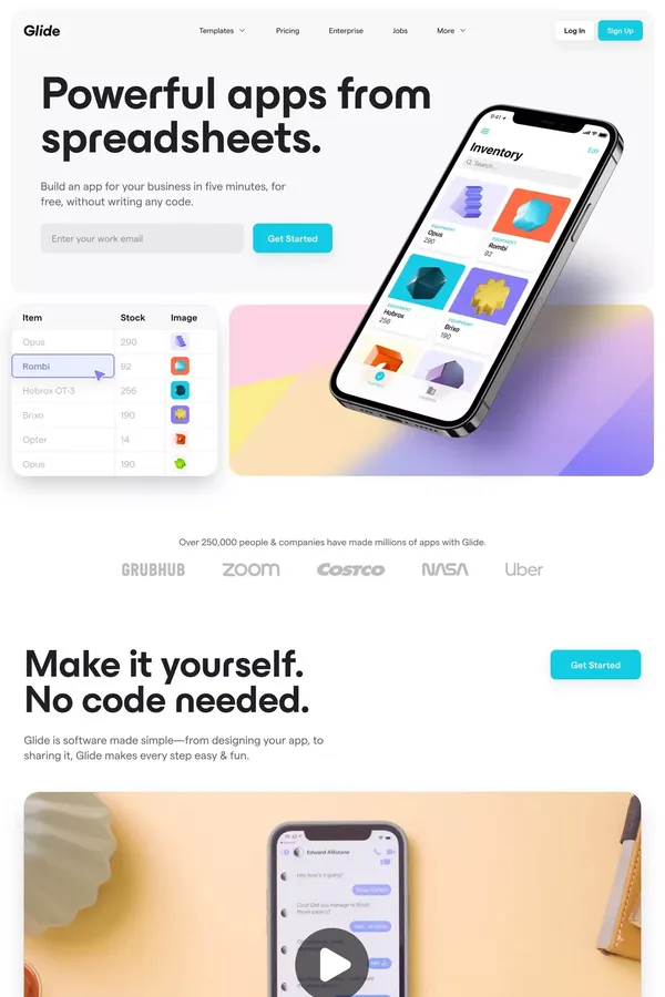 Glide - Landing design inspiration