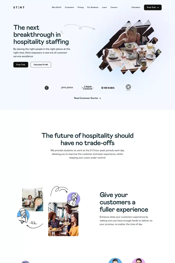 Stint - No more trade-offs - Landing design inspiration