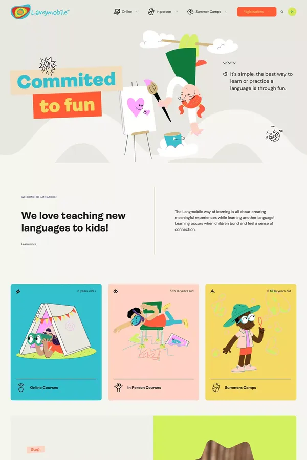 Langmobile — Language learning services for families - Landing design inspiration