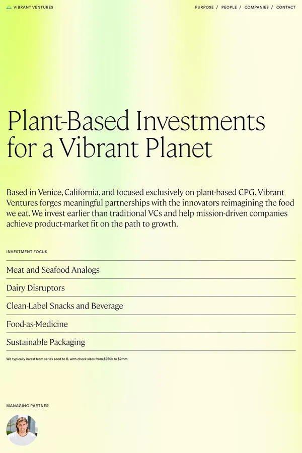 Vibrant Ventures – Plant-Based Investments - Portfolio design inspiration