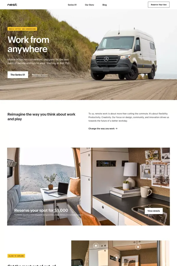 Nest Vans | Mobile Office Sprinter Van Conversions - website design inspiration