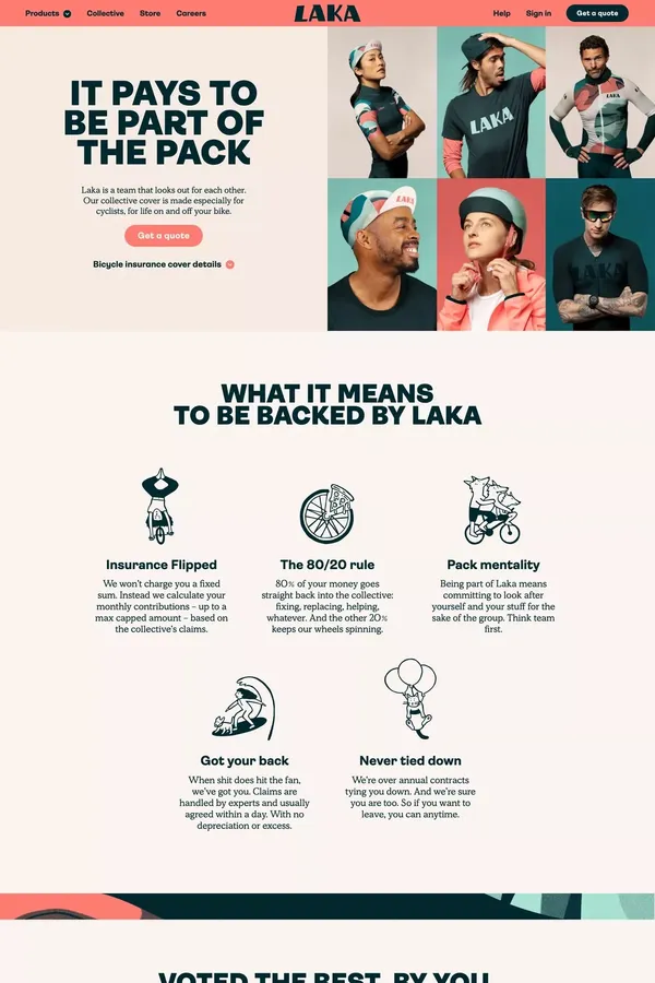 Collective Cover for Cyclists by Laka | Bicycle Insurance - Landing design inspiration