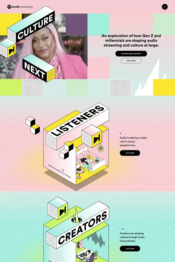Culture Next: 2021 | Spotify Advertising - Landing design inspiration